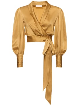 Zimmermann: Silk wraparound blouse - Dark Yellow - women_0 | Luisa Via Roma