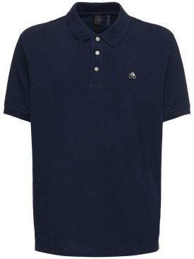 Moose Knuckles: Piqué cotton polo shirt - Navy - men_0 | Luisa Via Roma