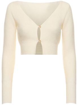 Jacquemus: Le Cardigan Alzou mohair blend cardigan - Off-White - women_0 | Luisa Via Roma