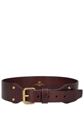 Weekend Max Mara: 5.5 cm Corone leather belt - Dark Brown - women_0 | Luisa Via Roma