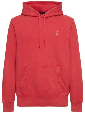 Polo Ralph Lauren: Sweat-shirt en coton à capuche à logo - Post Red - men_0 | Luisa Via Roma