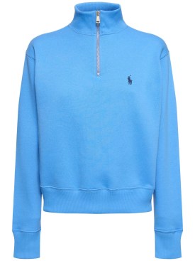 Polo Ralph Lauren: Sweat-shirt à demi-zippé en coton mélangé - Bleu - women_0 | Luisa Via Roma