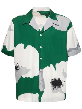 Valentino: Kurzärmliges Hemd aus Baumwolle - Grün - men_0 | Luisa Via Roma