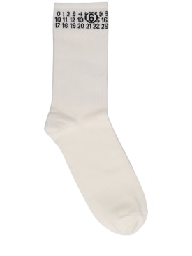 MM6 Maison Margiela: Cotton blend logo socks - White - kids-boys_0 | Luisa Via Roma