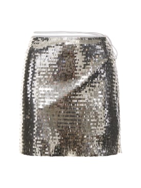 Oséree Swimwear: Asymmetric sequined mini skirt - Silver - women_0 | Luisa Via Roma