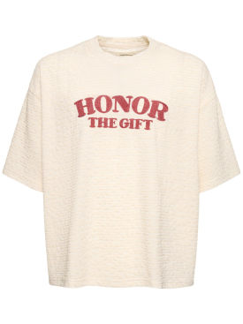 Honor the Gift: T-shirt boxy à rayures A-Spring - Blanc Laiteux - men_0 | Luisa Via Roma