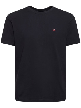 Napapijri: Salis cotton short sleeve t-shirt - Black - men_0 | Luisa Via Roma