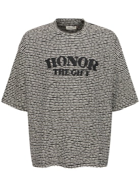 Honor the Gift: A-Spring stripe boxy t-shirt - Siyah - men_0 | Luisa Via Roma