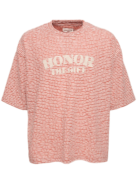 Honor the Gift: T-shirt boxy à rayures A-Spring - Brique - men_0 | Luisa Via Roma