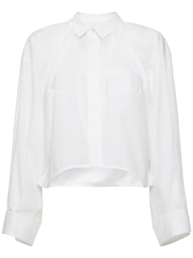 Sacai: 泡泡袖府绸衬衫 - 米白色 - women_0 | Luisa Via Roma