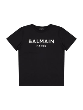 Balmain: Logo cotton jersey t-shirt - Black/White - kids-boys_0 | Luisa Via Roma