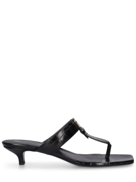 Toteme: 35mm Croc embossed leather thong sandals - Black - women_0 | Luisa Via Roma