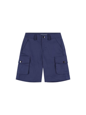 MSGM: Shorts cargo de gabardina de algodón - Azul Marino - kids-boys_0 | Luisa Via Roma