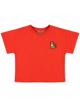 Kenzo Kids: Embroidered logo cotton jersey t-shirt - Red - kids-girls_0 | Luisa Via Roma