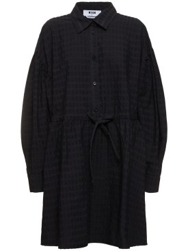 MSGM: Mini-robe en coton - Noir - women_0 | Luisa Via Roma