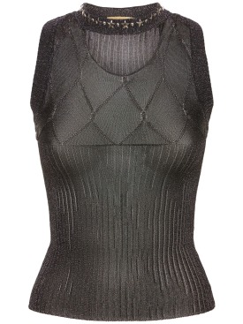 Cormio: Jin metal fiber knit tank top - Black - women_0 | Luisa Via Roma