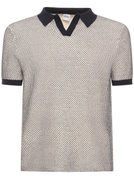 ASPESI: Cotton knit regular fit s/s polo - Navy - men_0 | Luisa Via Roma