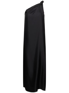 Loulou Studio: Adela asymmetric silk midi dress - Black - women_0 | Luisa Via Roma