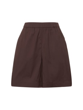 Max Mara: Oliveto poplin shorts - Brown - women_0 | Luisa Via Roma