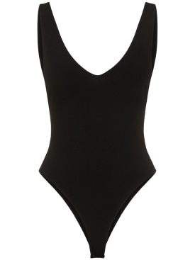 Roberto Cavalli: Stretch viscose V-neck bodysuit - Black - women_0 | Luisa Via Roma