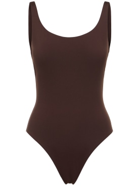 Max Mara: Camilla jersey one piece swimsuit - Brown - women_0 | Luisa Via Roma