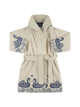 Konges Sløjd: Organic cotton terry jacquard bathrobe - Grey/Blue - kids-girls_0 | Luisa Via Roma