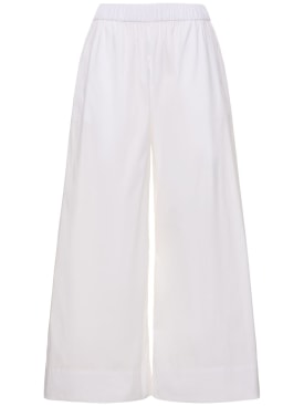 Max Mara: Pantalones de popelina de algodón - Blanco - women_0 | Luisa Via Roma