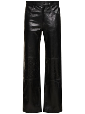 Marine Serre: Pantalon ample en cuir embossé - Noir - men_0 | Luisa Via Roma
