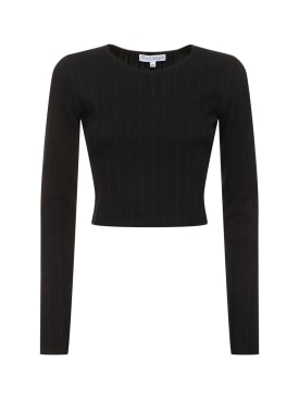 JW Anderson: Anchor embroidery cropped l/s top - Black - women_0 | Luisa Via Roma