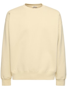 AURALEE: Cotton knit sweatshirt - Light Yellow - men_0 | Luisa Via Roma