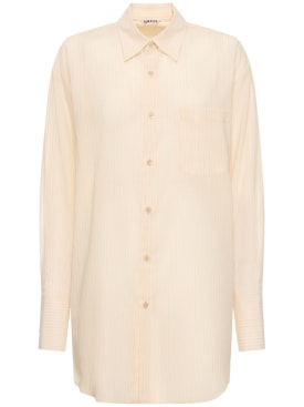 AURALEE: Striped organza cotton shirt - Beige/Multi - women_0 | Luisa Via Roma