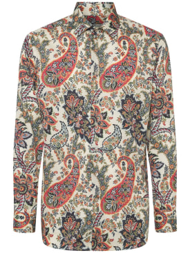 Etro: Camisa de algodón estampada - Multicolor - men_0 | Luisa Via Roma