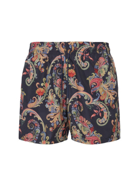 Etro: Printed swim shorts - Navy - men_0 | Luisa Via Roma