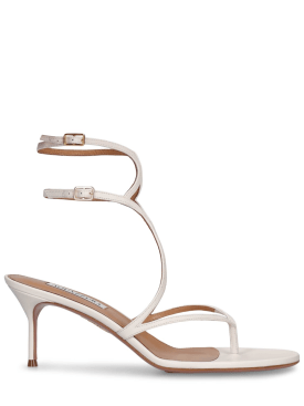 Aquazzura: 65mm Baia leather sandals - White - women_0 | Luisa Via Roma