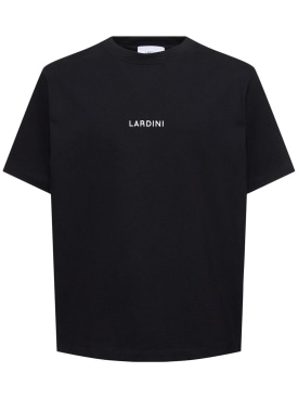 Lardini: T-shirt en coton à col rond - Noir - men_0 | Luisa Via Roma