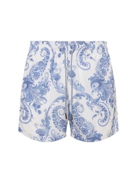 Etro: Printed swim shorts - Blue - men_0 | Luisa Via Roma
