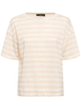 Weekend Max Mara: Falla linen jersey striped t-shirt - White/Beige - women_0 | Luisa Via Roma