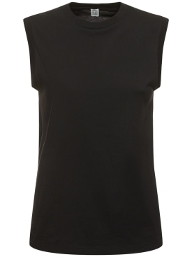 Toteme: Sleeveless organic cotton jersey top - Black - women_0 | Luisa Via Roma