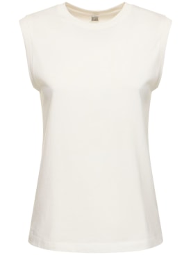 Toteme: Haut sans manches en jersey de coton biologique - Blanc - women_0 | Luisa Via Roma