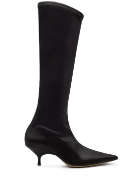 Gia Borghini: 50mm Hera faux leather tall boots - Brown - women_0 | Luisa Via Roma