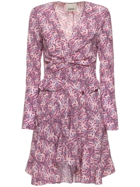 Isabel Marant: Usmara silk blend mini dress - Mauve/Multi - women_0 | Luisa Via Roma