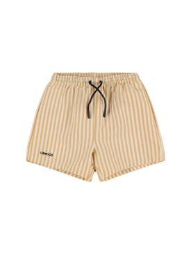 Liewood: Striped print nylon swim shorts - Yellow/White - kids-boys_0 | Luisa Via Roma