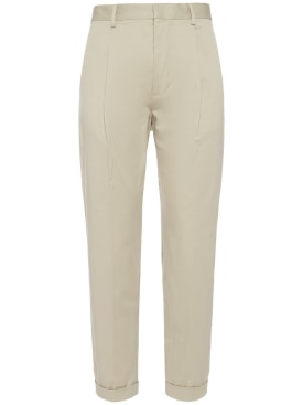 Dsquared2: Cotton one pleats pants - Beige - men_0 | Luisa Via Roma