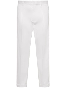 Dsquared2: Pantalones plisados de algodón - Blanco - men_0 | Luisa Via Roma