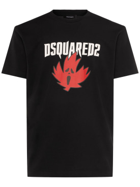Dsquared2: 쿨 핏 로고 티셔츠 - 블랙 - men_0 | Luisa Via Roma