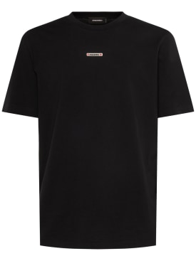 Dsquared2: Regular fit micro logo t-shirt - Black - men_0 | Luisa Via Roma