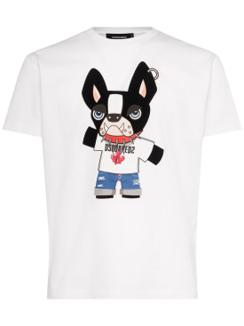 Dsquared2: T-shirt Cool Fit à imprimé chien - Blanc - men_0 | Luisa Via Roma