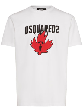Dsquared2: 쿨 핏 로고 티셔츠 - 화이트 - men_0 | Luisa Via Roma