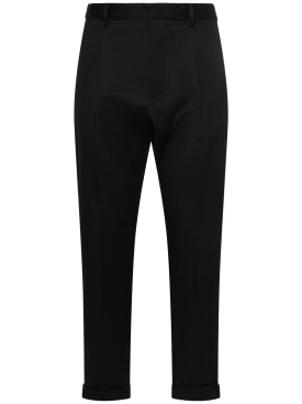 Dsquared2: Pantalones plisados de algodón - Negro - men_0 | Luisa Via Roma