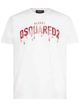 Dsquared2: Camiseta de algodón estampado - Blanco - men_0 | Luisa Via Roma